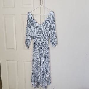 ViXPaula Hermanny High-Low Blue & White CrissCross Pattern Dress XS PP